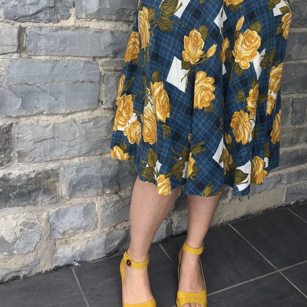 Odille Floral Mid-Length Linen Blend Skirt